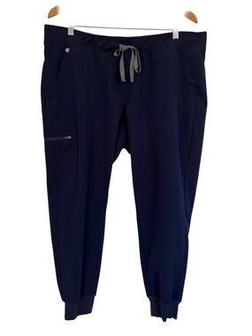 FIGS Zamora Jogger Scrub Pants Navy Blue with Gray Drawcord Size XXL/P